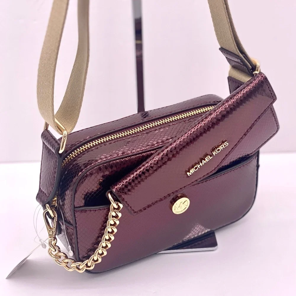 Michael Kors Maisie 2-in-1 Camera Crossbody - Oxblood Embossed Leather